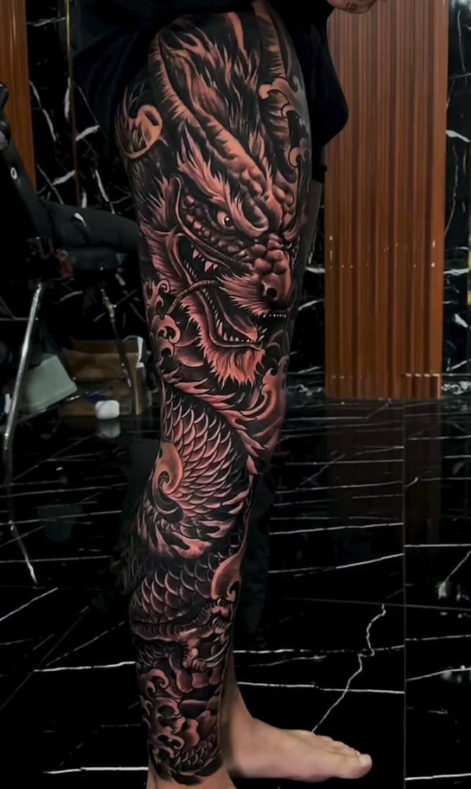 Leg Sleeve tattoo 1