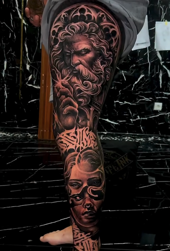 Leg Sleeve tattoo 3