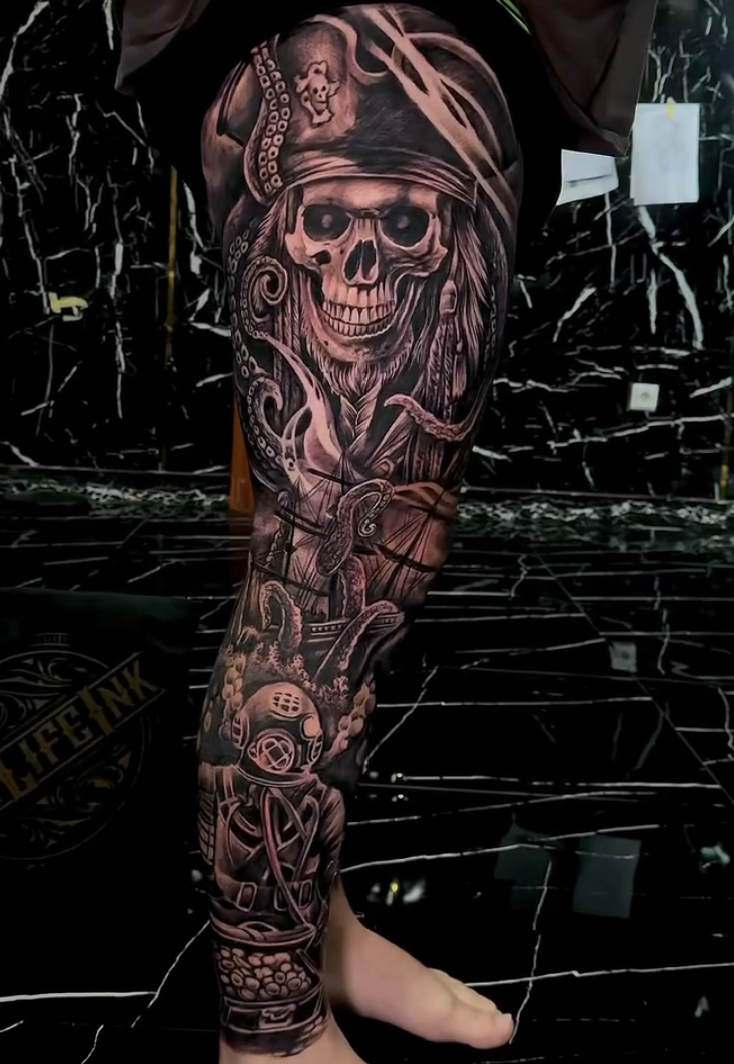 Leg Sleeve tattoo 4